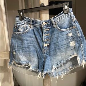 Denim Blue Distressed Women Shorts
